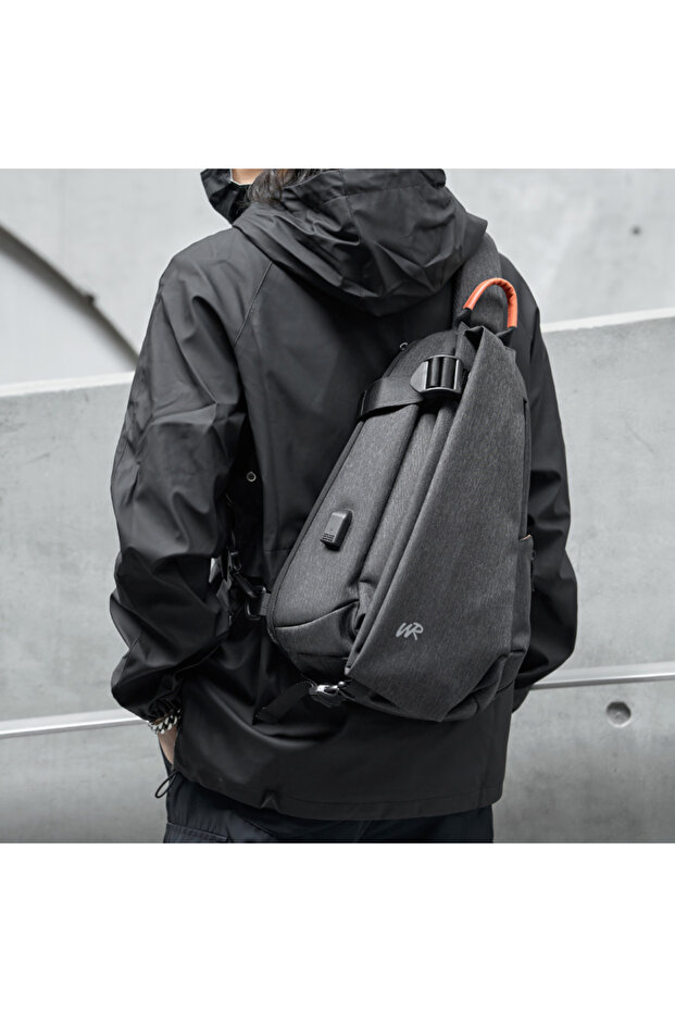 Dark Gray Anti-Theft Crossbody Sling Bag for Men Women,Small Backpack One Shoulder Bag, Chest Bag Sl