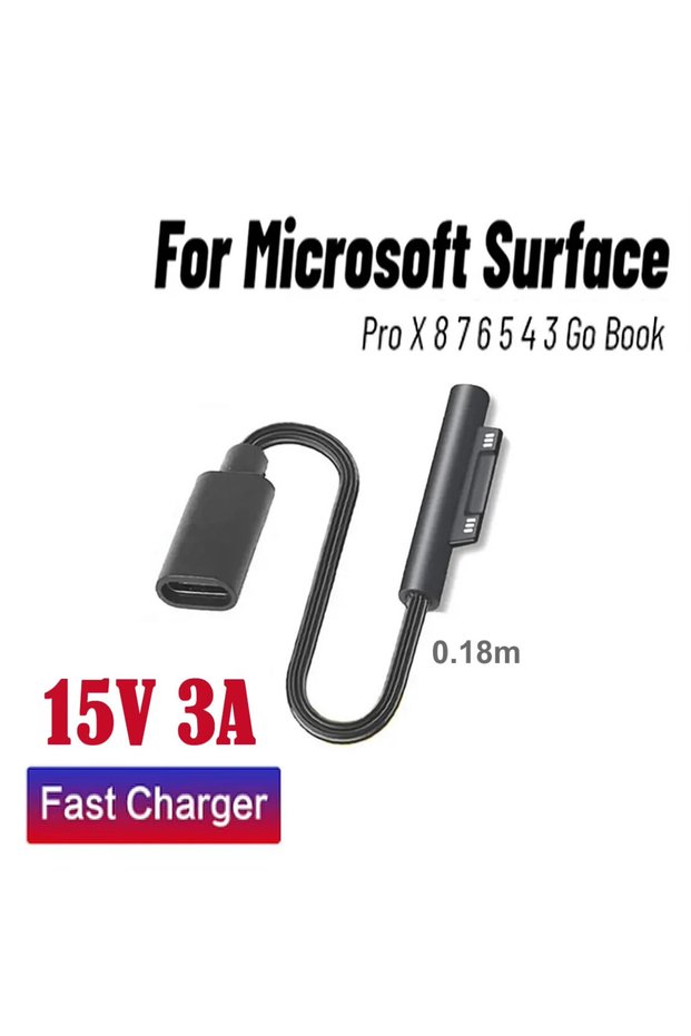 Adapter Cable For Microsoft Surface Pro X 8 7 6 5 4 Go Book to Type C PD Adapter Tablet Fast Chargin