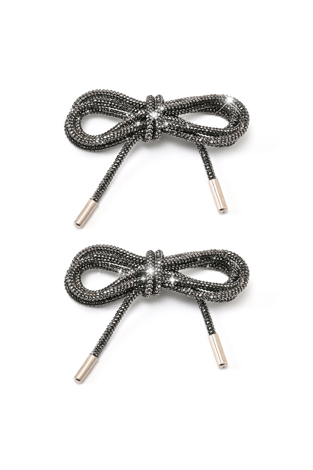 100cm Black 1 Pair/2 Pc Rhinestone Shoe Lace Luxury Diamond ShoeLace Bright String Cross Braiding S