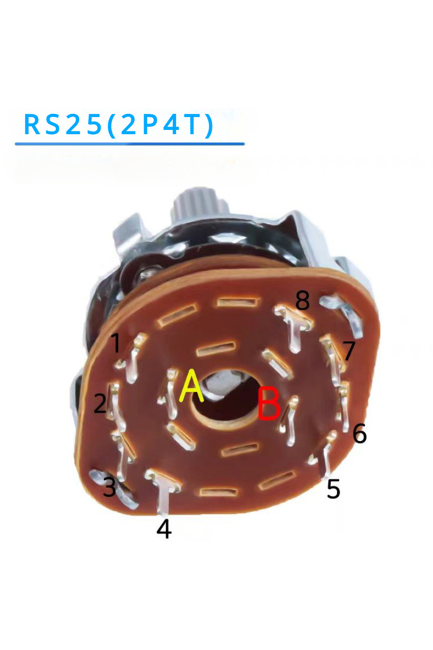 5 قطع مفتاح دوار RS25 ثنائي القطب رباعي الأقطاب، 2P4T، 2P5T، 2P6T، 3P3T، 3P4T، مفتاح اختيار قطب النطاق