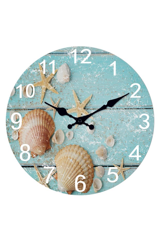 10 inch A Beach Sea Starfish Shells Blue Wall Clocks Non Ticking for Girl Boy Bedroom Bathroom Kitch