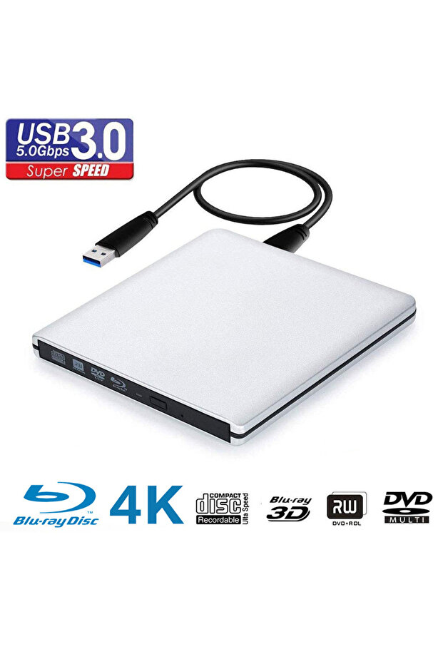 ناسخ أقراص بلو راي فائقة الوضوح 4K، محرك أقراص DVD بصري خارجي USB3.0، مشغل ومسجل أقراص بلو راي ثلاثية الأبعاد، BD-RE/ROM