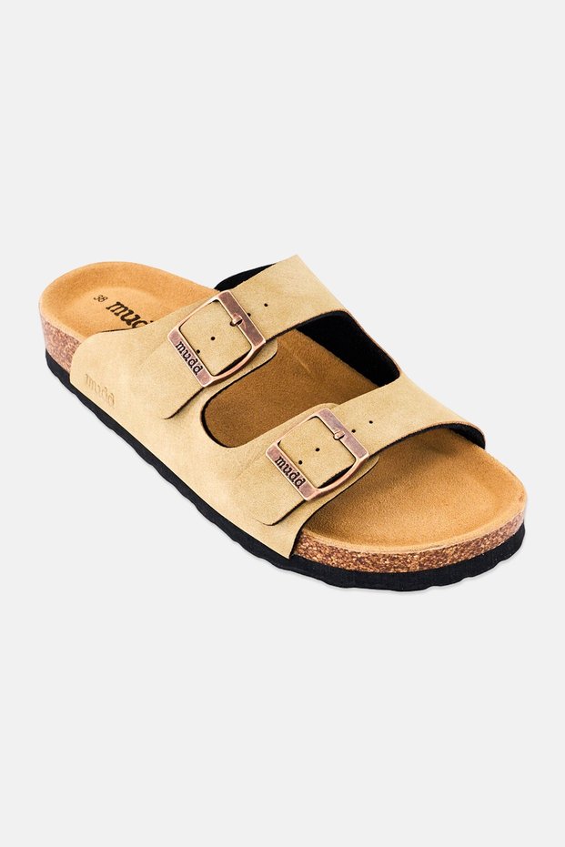 Women Slip On Cork Sandals, Tan