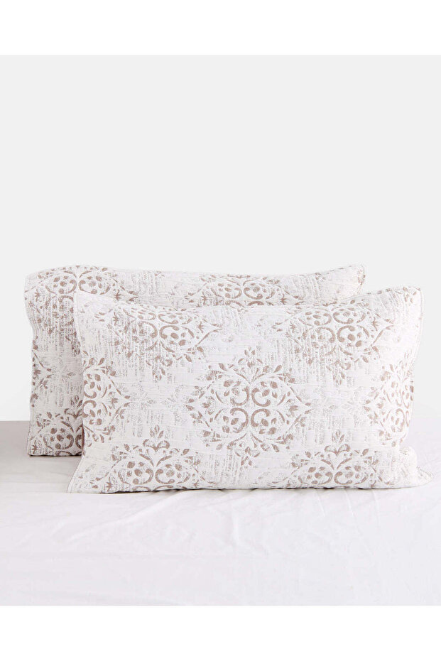 Beige Jacquard Pillow Case Set (2 Piece)
