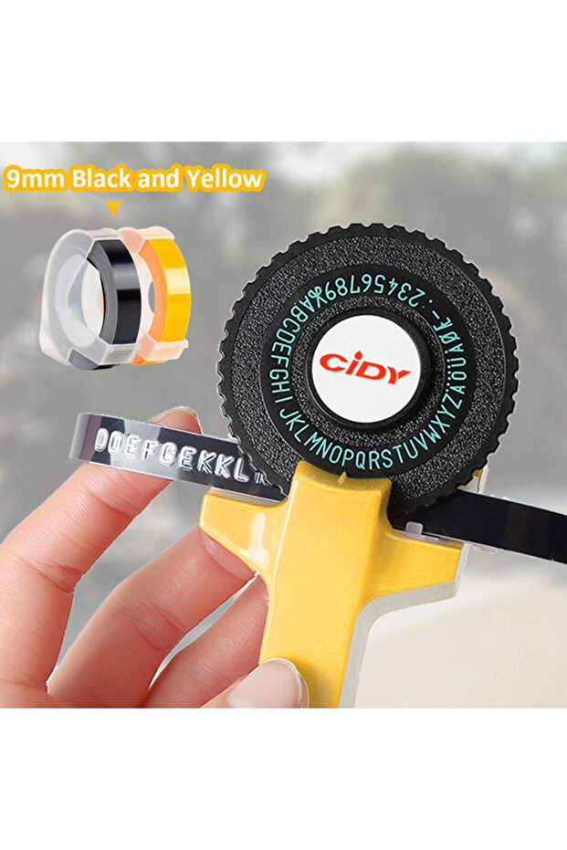 Yellow C101 3D Embossing Typewriter Labeling Machine Manual Labeller Compatible Dymo Printer Labels