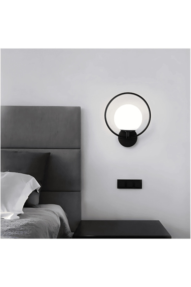 مصباح جداري أسود عصري دائري الشكل E 27 - 1