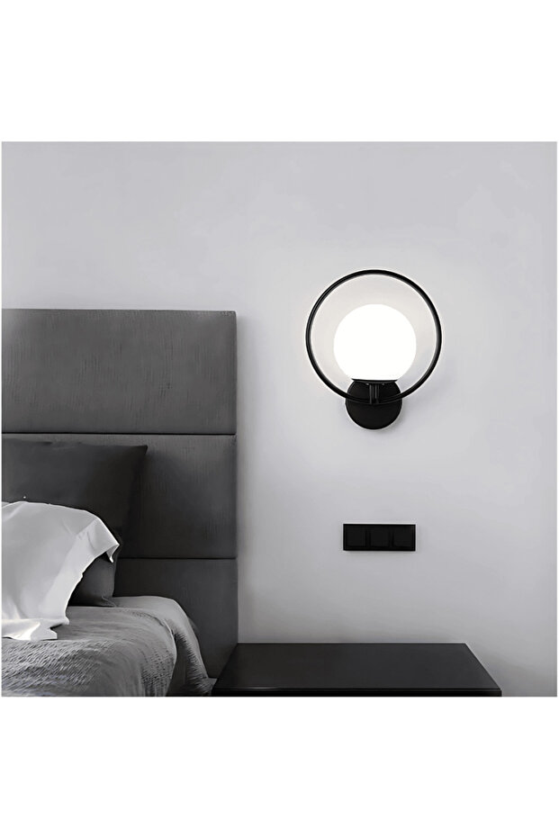 مصباح جداري أسود عصري دائري الشكل E 27 - 2