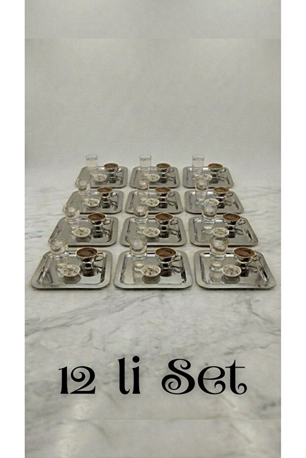 12-Piece Luxury Stainless Steel Square Serving Tray Set with Gold and Silver Options