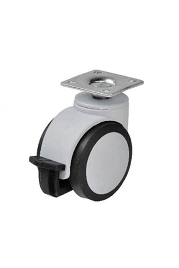 Hts Office Type Swivel Furniture Caster with Table and Brake 50 mm Gray Code 561 | 35 kg Capacity Screw Set