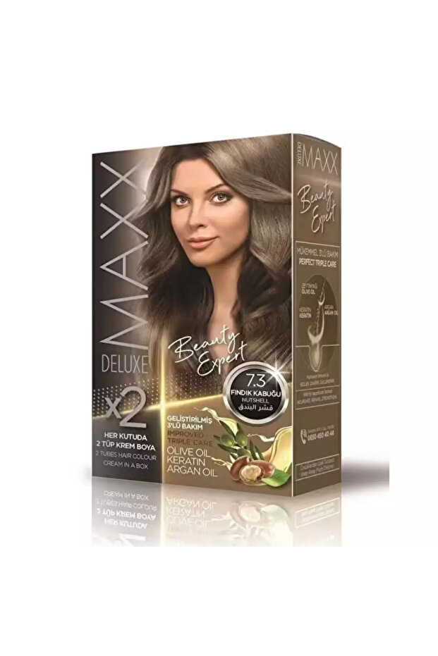 Deluxe Permanent Hair Colour With Olive Oil Keratin And Argan Oil- 7.3 Nutshell