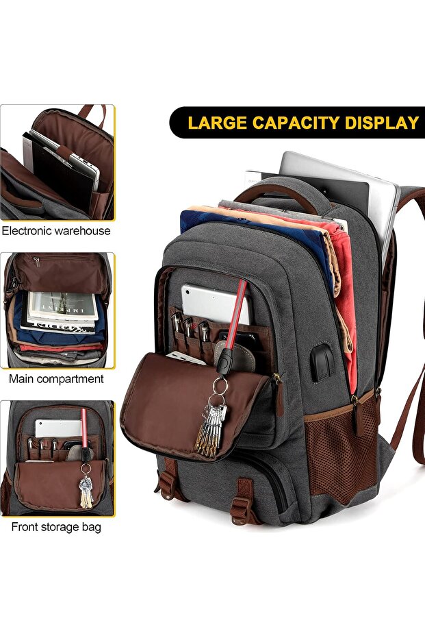 Canvas Laptop Backpack - 3