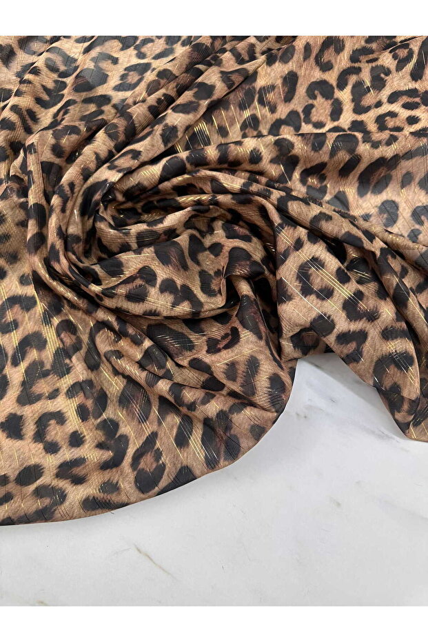 Leopard print shimmer woven chiffon fabric - soft and flowy