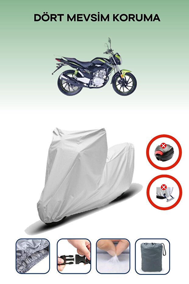 Gray Rear Bag Lock Incompatible Falcon Mexico 150 Compatible Motorcycle Tarpaulin, 4 Seasons