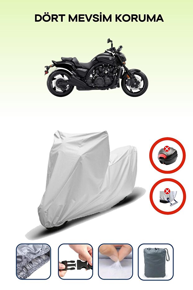 Gray Rear Bag Lock Incompatible with Yamaha Vmax Compatible Motorcycle Tarpaulin, 4 Seasons