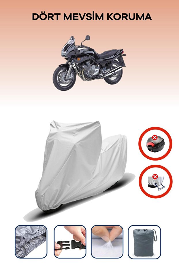 Gray Rear Bag Lock Incompatible Yamaha Xj 600 Diversion Compatible Motorcycle Tarpaulin, 4 Seasons
