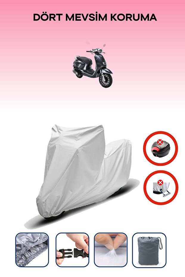 Gray Rear Bag Lock Incompatible Rks Siesta Compatible Motorcycle Tarpaulin, 4 Seasons