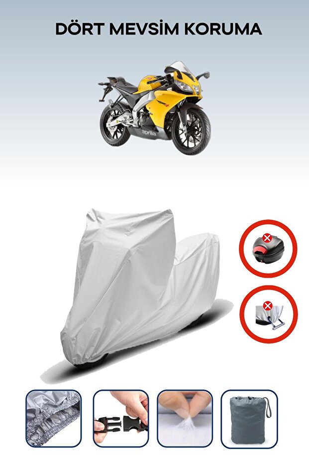 Gray Rear Bag Lock Incompatible Aprilia Rs4 125 4t Compatible Motorcycle Tarpaulin, 4 Seasons