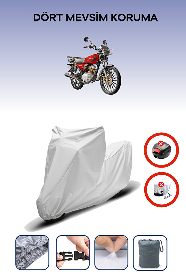 Gray Rear Bag Lock Incompatible Motolux Mz46 a Compatible Motorcycle Tarpaulin, 4 Seasons