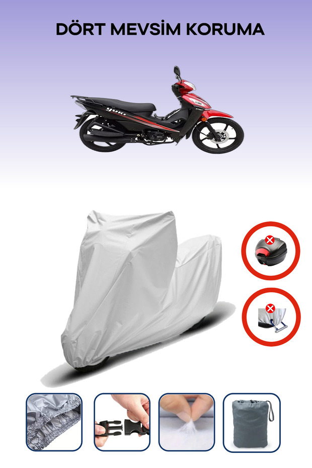 Gray Rear Bag Lock Incompatible Yuki Attact 100 Compatible Motorcycle Tarpaulin, 4 Seasons