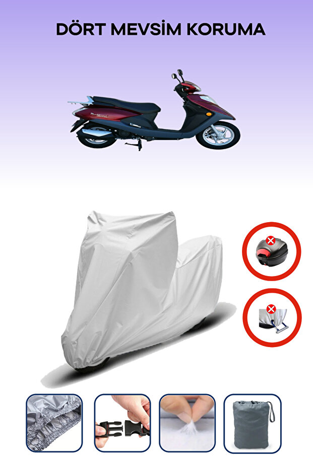 Gray Rear Bag Lock Incompatible Motolux Ceo 110 Compatible Motorcycle Tarpaulin, 4 Seasons