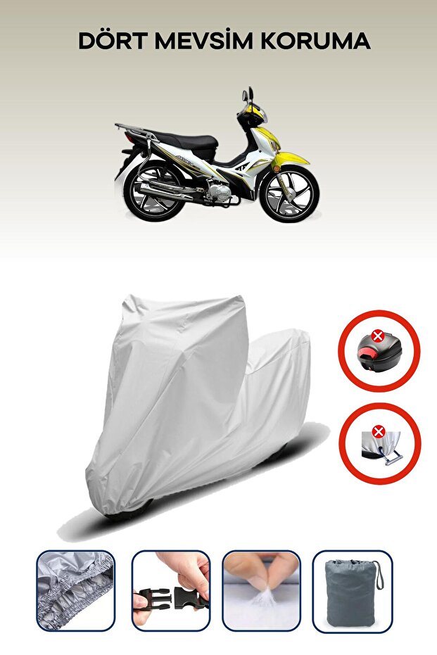 Gray Rear Bag Lock Incompatible Arora Ar 100-B Compatible Motorcycle Tarpaulin, 4 Seasons