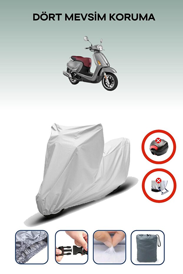 Gray Rear Bag Lock Incompatible with Kymco Like 125 Compatible Motorcycle Tarpaulin, 4 Seasons