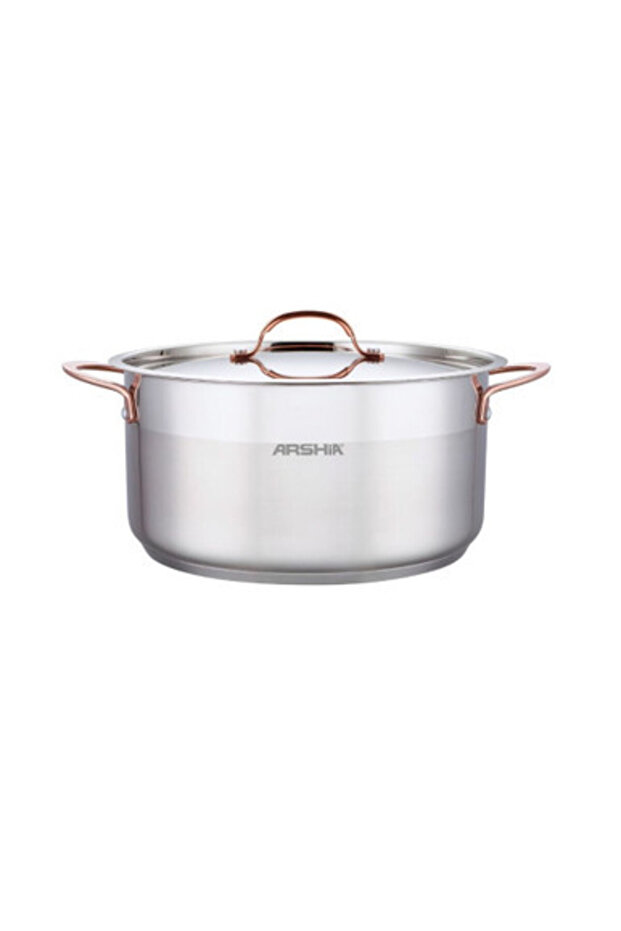 20cm Stainless Steel Casserole with Dual Lids – Polished Finish & Aluminum Base