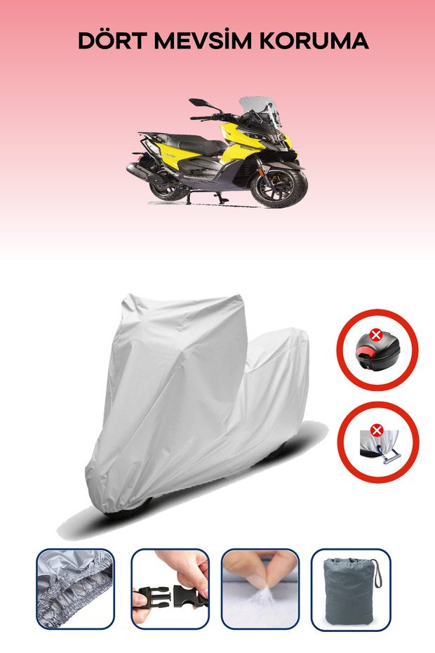Gray Rear Bag Lock Incompatible Motolux Ragner 250 Compatible Motorcycle Tarpaulin, 4 Seasons