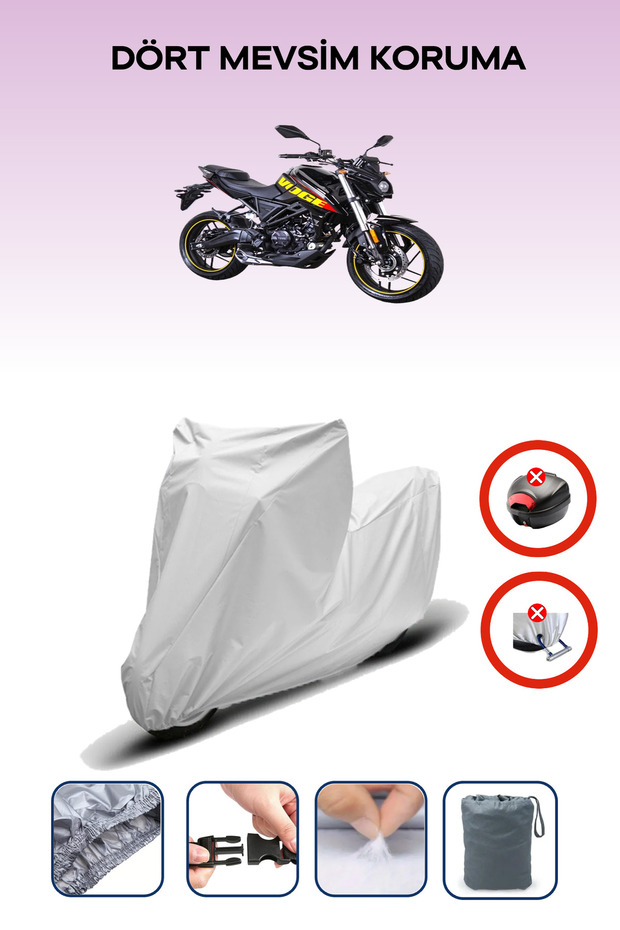 Gray Rear Bag Lock Incompatible Voge 125 R Compatible Motorcycle Tarpaulin, 4 Seasons