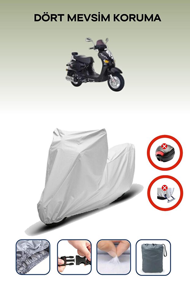 Gray Rear Bag Lock Incompatible with Kanuni Classic 125 Compatible Motorcycle Tarpaulin, 4 Seasons