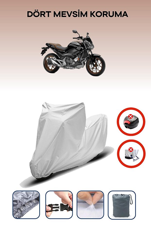 Gray Rear Case Lock Incompatible Honda Nc 750 S Compatible Motorcycle Tarpaulin, 4 Seasons