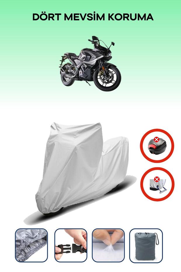 Gray Rear Bag Lock Incompatible Bajaj Pulsar Rs 200 Compatible Motorcycle Tarpaulin, 4 Seasons