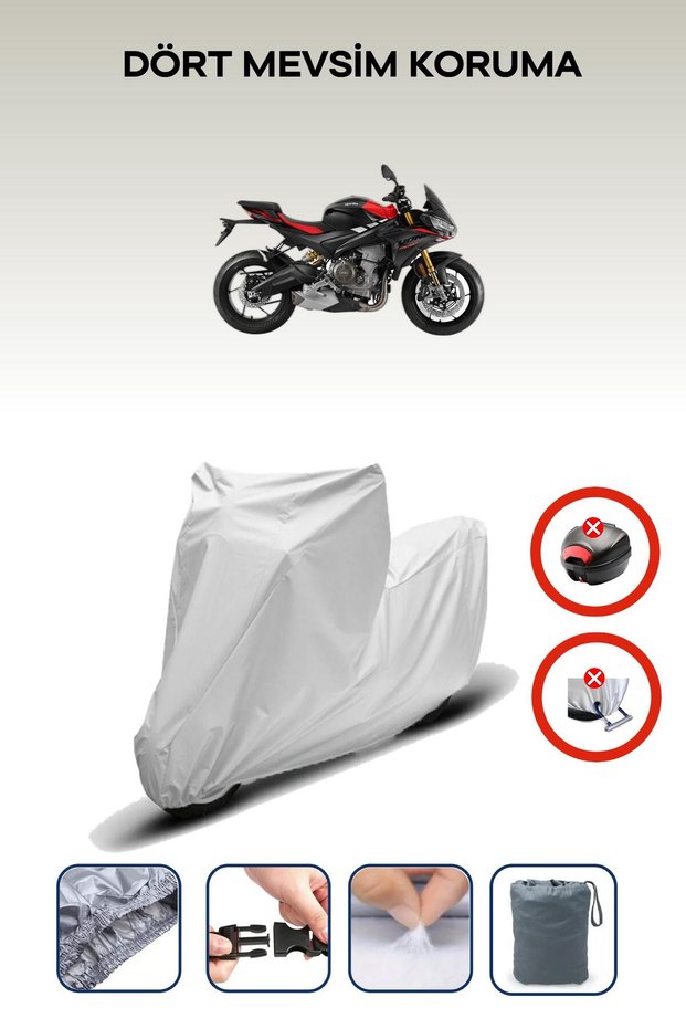 Gray Rear Bag Lock Incompatible Aprilia Tuono 660 Factory Compatible Motorcycle Tarpaulin, 4 Seasons