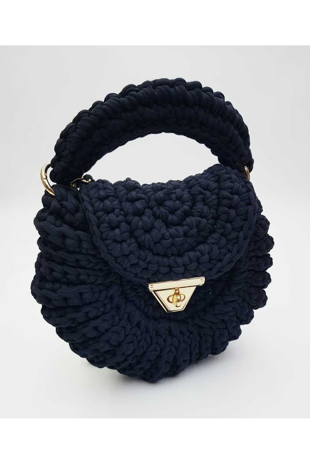 Hand Knitted Black Women's Knitted Bag