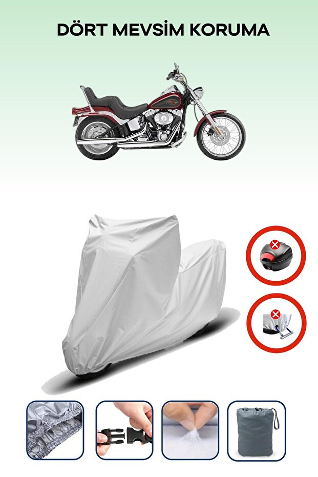 Grey Rear Bag Lock Incompatible Harley-Davidson Softail Custom Fxstc Compatible Motorcycle Canvas