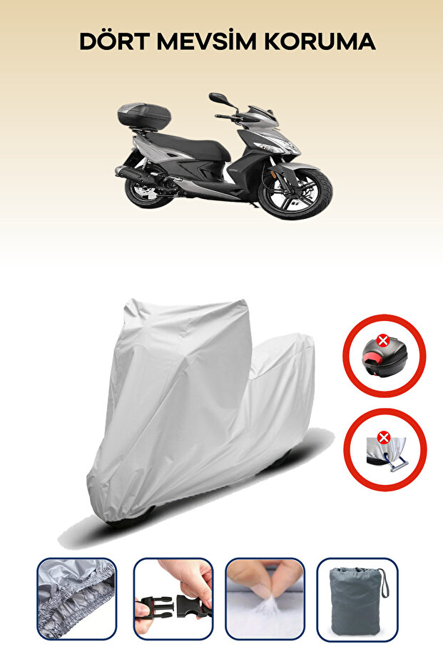 Gray Rear Bag Lock Incompatible with Kymco Agility 16+ 125I Compatible Motorcycle Tarpaulin, 4 Seasons