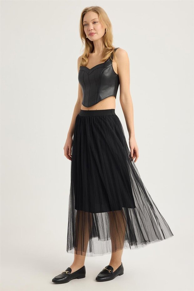 Tül Pliseli Etek - 2