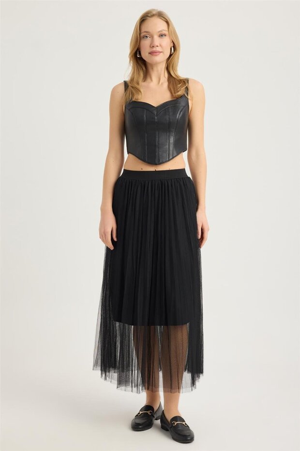Tül Pliseli Etek - 1