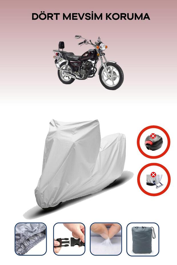 Gray Rear Bag Lock Incompatible with Kanuni Seyhan 150 Compatible Motorcycle Tarpaulin, 4 Seasons
