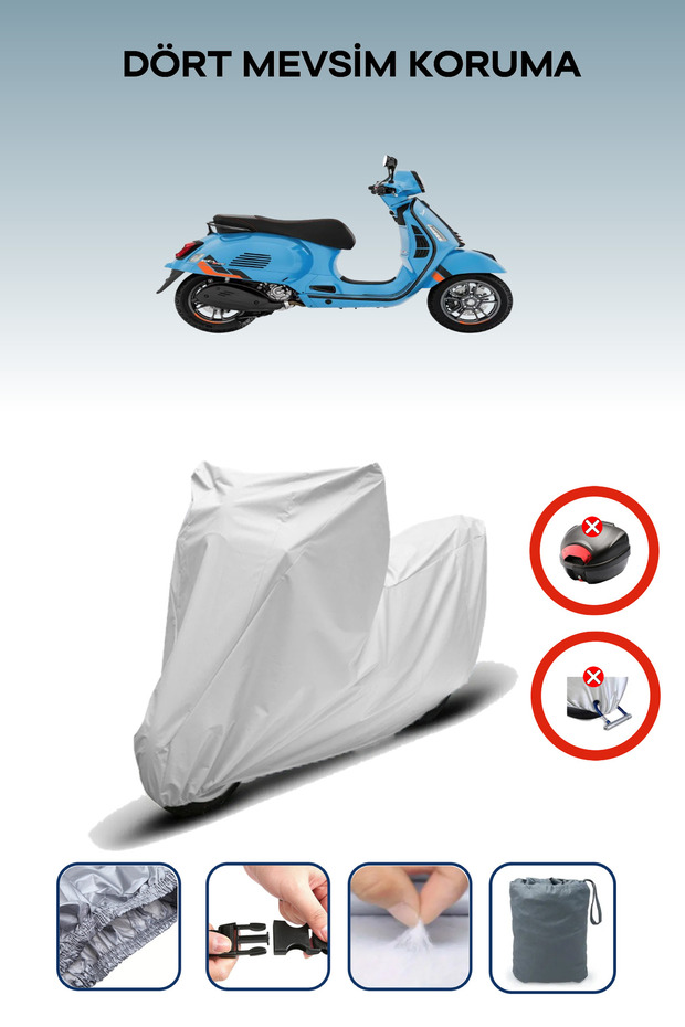 Gray Rear Bag Lock Incompatible Vespa Gts Super Sport 310 Compatible Motorcycle Tarpaulin, 4 Seasons
