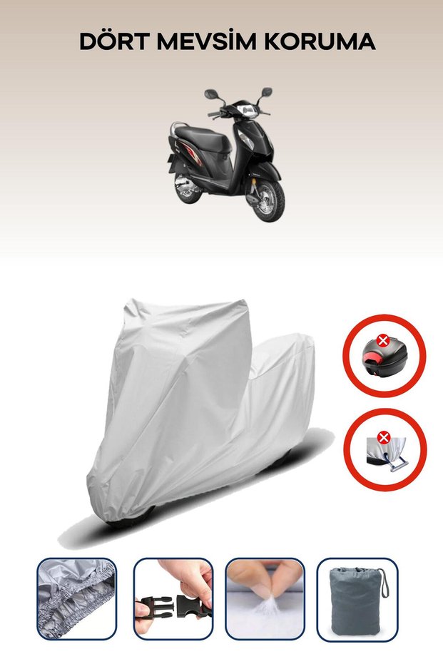 Gray Rear Bag Lock Incompatible with Honda Activa 110 Compatible Motorcycle Tarpaulin, 4 Seasons