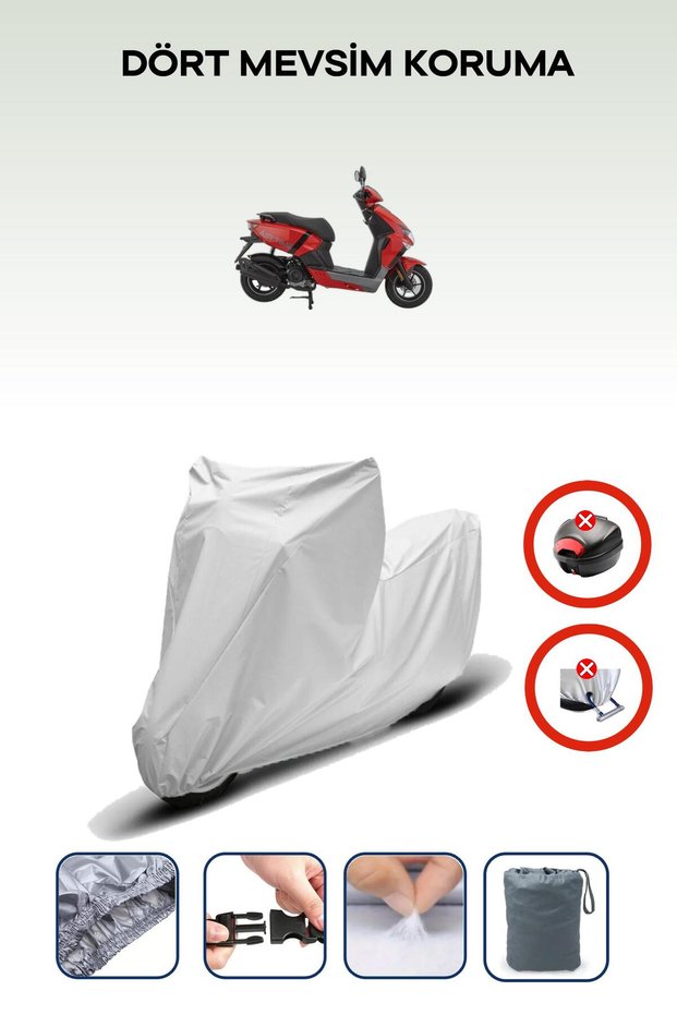 Gray Rear Bag Lock Incompatible Mondial Air Time Compatible Motorcycle Tarpaulin, 4 Seasons