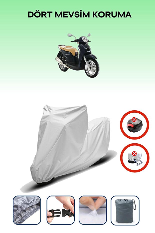 Gray Rear Bag Lock Incompatible Aprilia Scarabeo 200 Compatible Motorcycle Tarpaulin, 4 Seasons