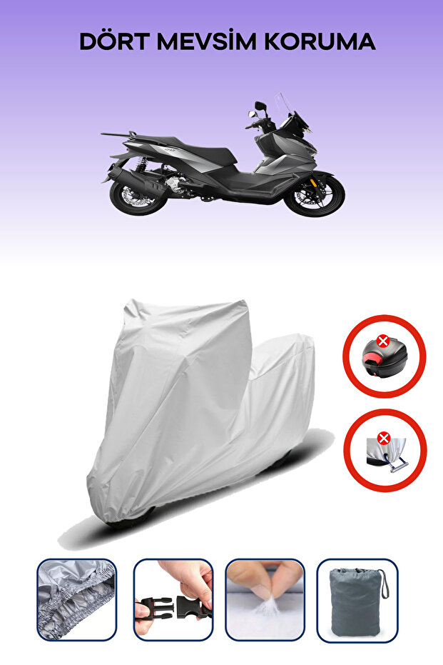 Gray Rear Bag Lock Incompatible Voge Sr3 Compatible Motorcycle Tarpaulin, 4 Seasons