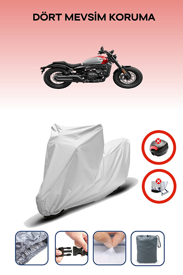 Gray Rear Bag Lock Incompatible Cfmoto 450Cl-C Compatible Motorcycle Tarpaulin, 4 Seasons