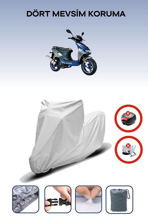 Gray Rear Bag Lock Incompatible with Kanuni Hussar 125 Compatible Motorcycle Tarpaulin, 4 Seasons