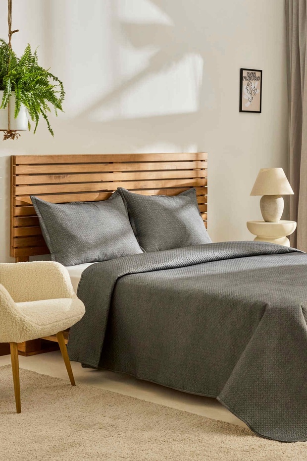 Arven Single Bedspread Set Anthracite