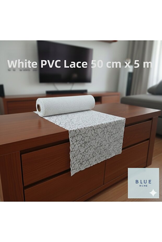 🆕 Lace Pvc Refrigerator Shoe Rack Shelf Cabinet Drawer Cover / Width: 50 cm X 5 m - White Rose2