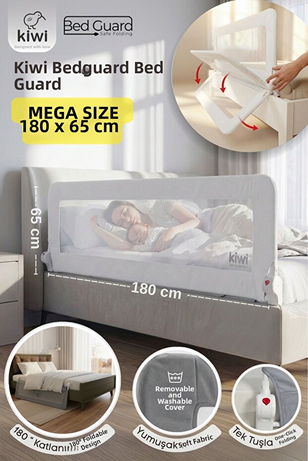 Baby Safety Bed Barrier – Folding Children's Sleeping Bed Guardrail, Anti-Fall – 180X65Cm