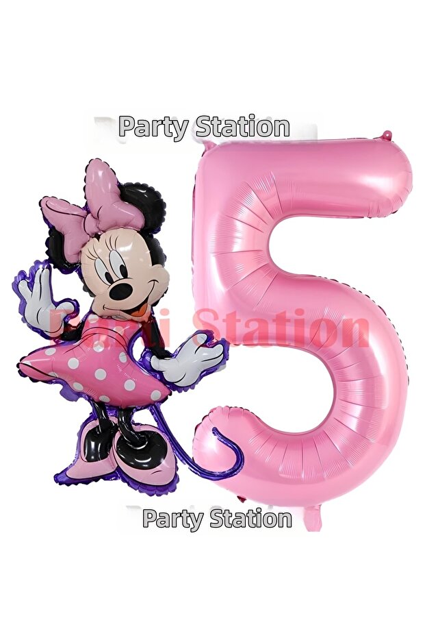 Minnie Mouse Concept 1 Year Old Pink Foil Number Balloon Set